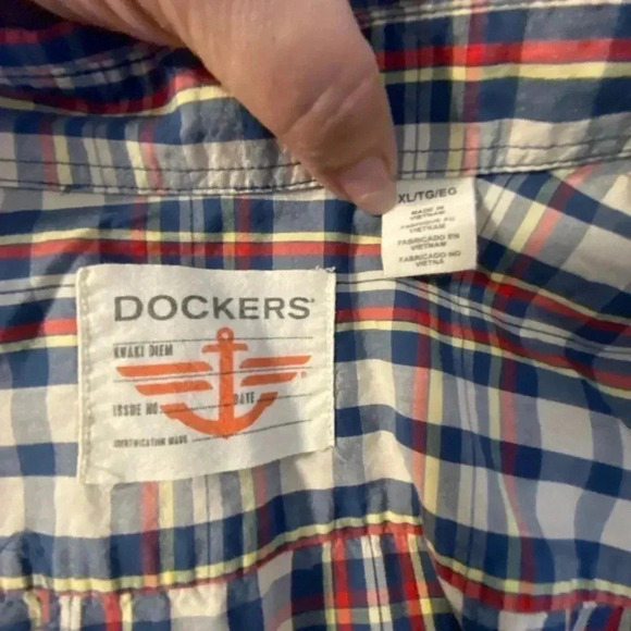 VTG 90s Dockers Mens Plaid Short Sleeve Button Down XL - Picture 4 of 10